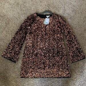 Gold sequin H&M long sleeve mini dress